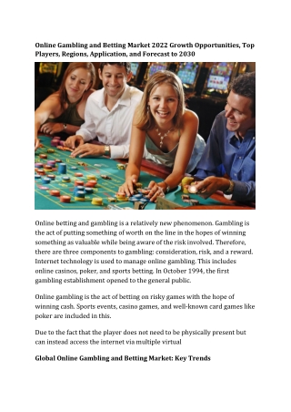 Online Gambling and Betting Market Online Gambling and Betting Market Study