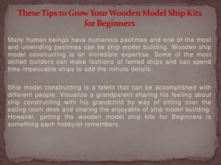 These Tips to Grow Your Wooden Model Ship Kits for Beginners