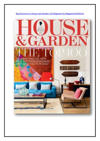 Big Discount on House and Garden UK Magazine by MagazineCafeStore