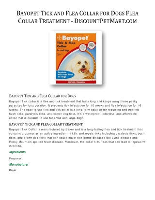 Bayopet Tick and Flea Collar for Dogs Flea Collar Treatment - DiscountPetMart.co