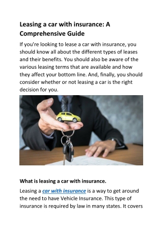 Leasing a car with insurance