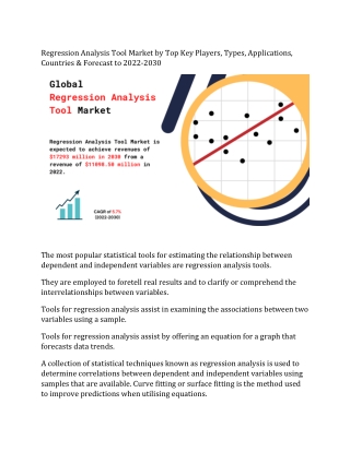 Regression Analysis Tool Market 2022 Growth Opportunities, Top Players, Regions