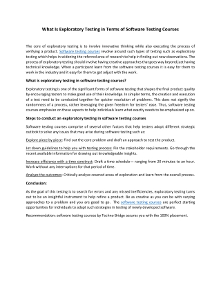 What Is Exploratory Testing in Terms of Software Testing Courses