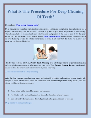What Is The Procedure For Deep Cleaning Of Teeth?