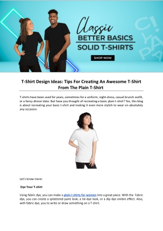 T Shirt Design Ideas Tips For Creating An Awesome T Shirt From The Plain T-Shirt