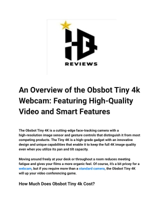 An Overview of the Obsbot Tiny 4k Webcam_ Featuring High-Quality Video and Smart Features