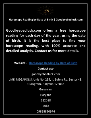 Horoscope Reading by Date of Birth | Goodbyebadluck.com