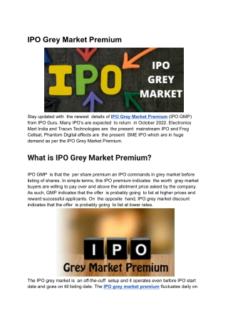 IPO Grey Market Premium