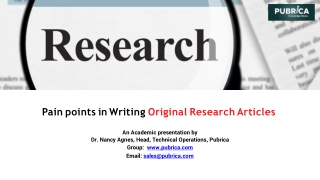 Pain points in Writing Original Research Articles