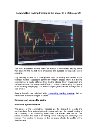 Commodities trading training is the secret to a lifetime