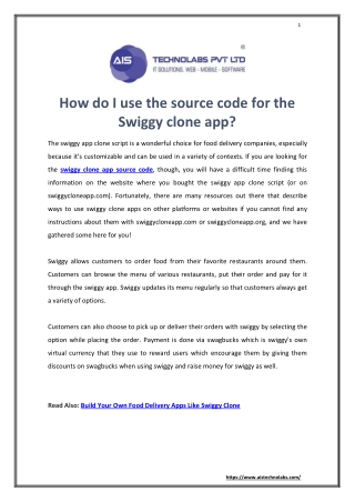 How do I use the source code for the Swiggy clone app?