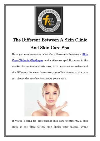 Skin Care Clinics in Ghatkopar Call-9769167039