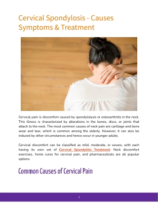 Cervical Spondylosis - Causes Symptoms & Treatment