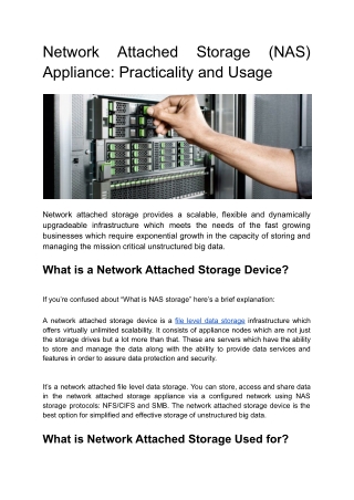 Network Attached Storage (NAS) Appliance_ Practicality and Usage