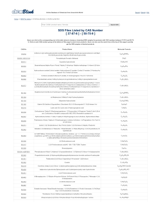 SDS Files Listed by CAS Number