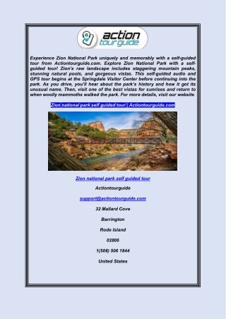 Zion national park self guided tour  Actiontourguide.com