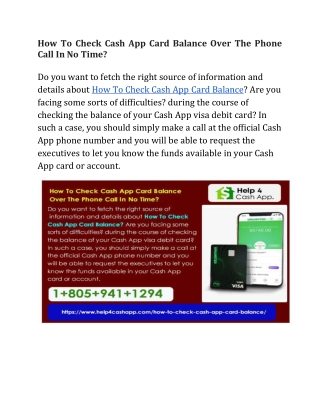 How To Check Cash App Card Balance Over The Phone Call In No Time