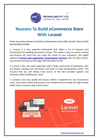 Reasons to Build eCommerce store with Laravel