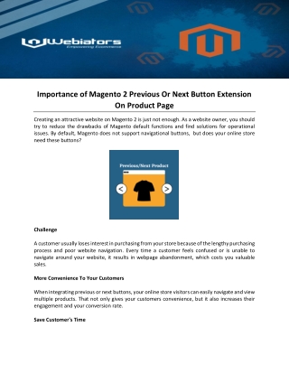 Importance of Magento 2 Previous Or Next Button Extension On Product Page