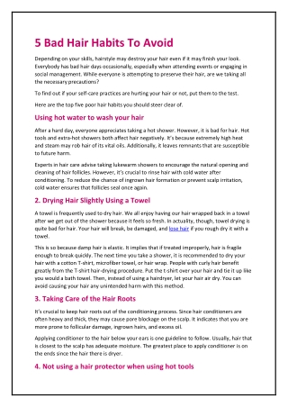 5 Bad Hair Habits To Avoid