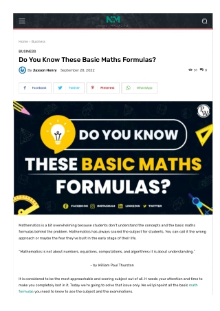 Do You Know These Basic Maths Formulas?