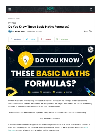 Do You Know These Basic Maths Formulas?