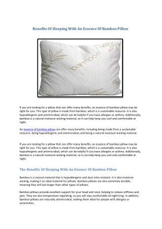 Benefits Of Sleeping With An Essence Of Bamboo Pillow