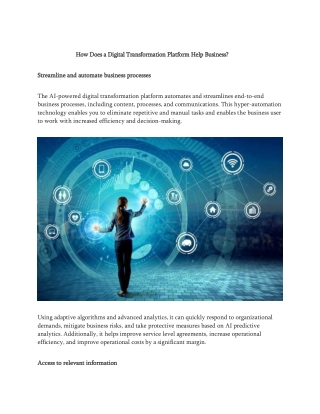 How Does a Digital Transformation Platform Help Business