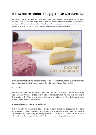 Know More About The Japanese Cheesecake