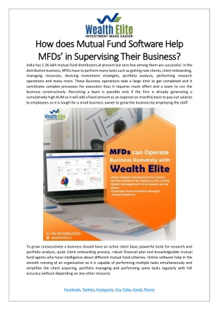 How does mutual fund software help MFDs’ in supervising their business