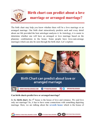 Birth chart can predict about a love marriage or arranged marriage