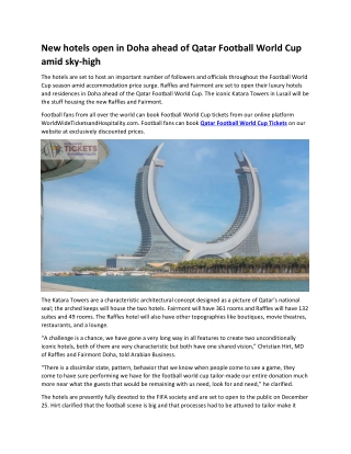 New hotels open in Doha ahead of Qatar Football World Cup amid sky-high