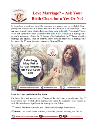 Love Marriage – Ask Your Birth Chart for a Yes Or No