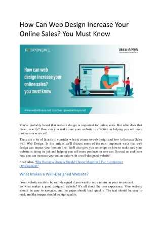 How Can Web Design Increase Your Online Sales?