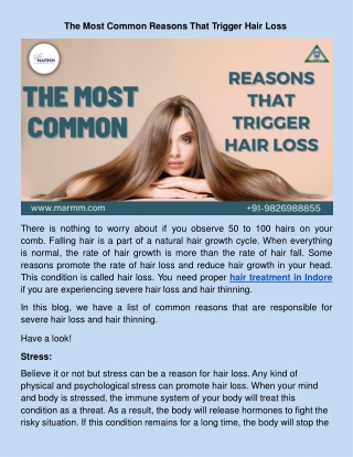 The Most Common Reasons That Trigger Hair Loss