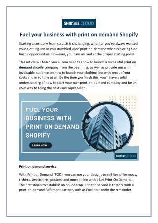 Fuel your business with print on demand Shopify