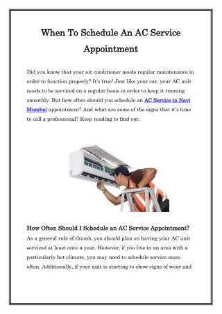 When To Schedule An AC Service Appointment