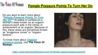 Female Pressure Points To Turn Her On