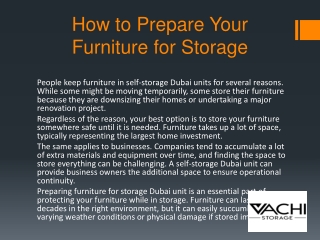 How to Prepare Your Furniture for Storage