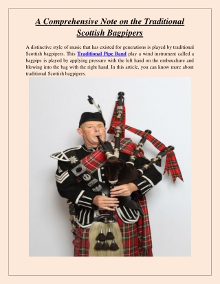 A Comprehensive Note on the Traditional Scottish Bagpipers