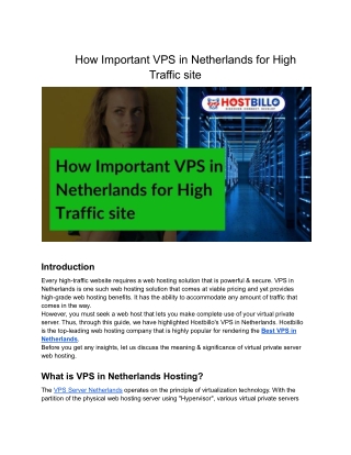 Importance of Hostbillo NL VPS for High Traffic Website