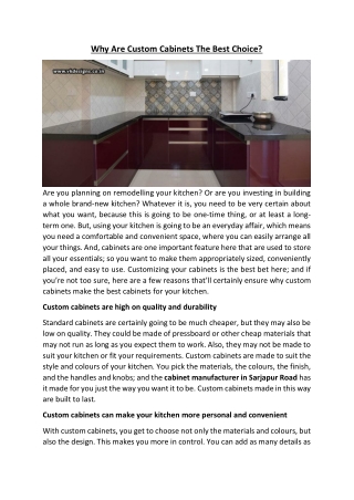 Why Are Custom Cabinets The Best Choice