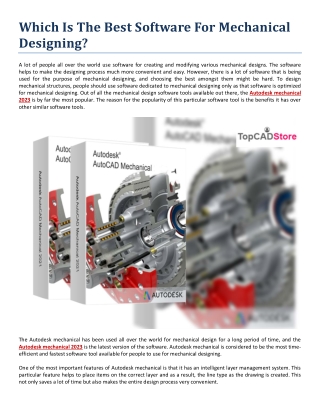 Which Is The Best Software For Mechanical Designing