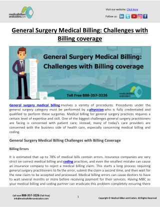 General Surgery Medical Billin- Challenges with Billing coverages