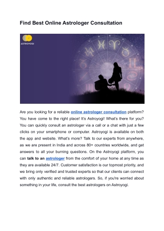 Find Best Online Astrologer Consultation