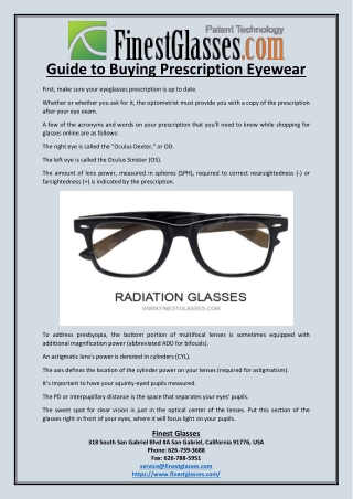 Guide to Buying Prescription Eyewear