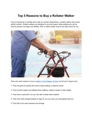 Top 5 Reasons to Buy a Rollator Walker