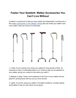 Fasten Your Seatbelt: Walker Accessories You Can't Live Without