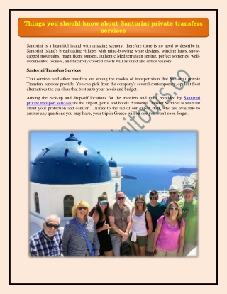 Things you should know about Santorini private transfers services