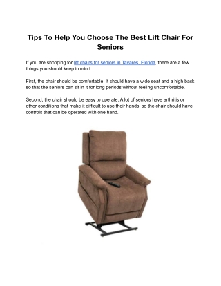 Tips To Help You Choose The Best Lift Chair For Seniors